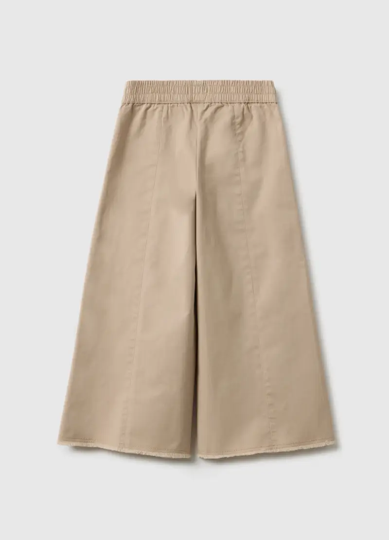 Pantaloni Culotte In Cotone Beige Da Bambina Regular Fit, Beige miniatura 2