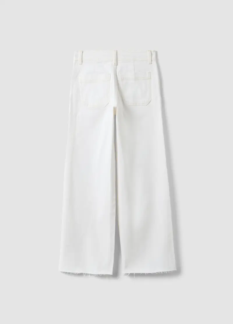 Pantaloni Culotte In Cotone Elasticizzato Bianchi Da Ragazza, Bambina, Bianco miniatura 2