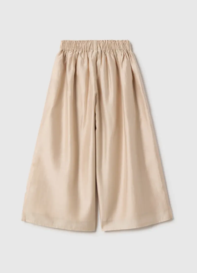 Pantaloni Culotte In Lyocell Beige Da Bambina Relaxed Fit, Beige miniatura 2