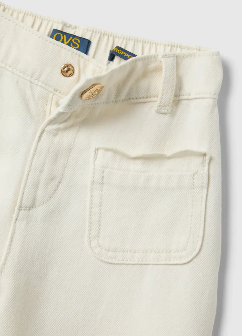 Pantaloni Culotte In Puro Cotone Bianco Da Bambina Con Ricami, Bianco miniatura 3