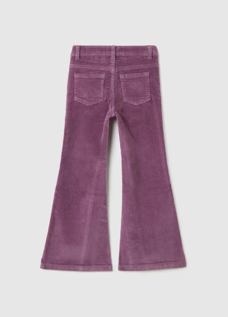 , Pantaloni Da Bambina In Cotone E Velluto Viola A Gamba Larga, Viola miniatura 2