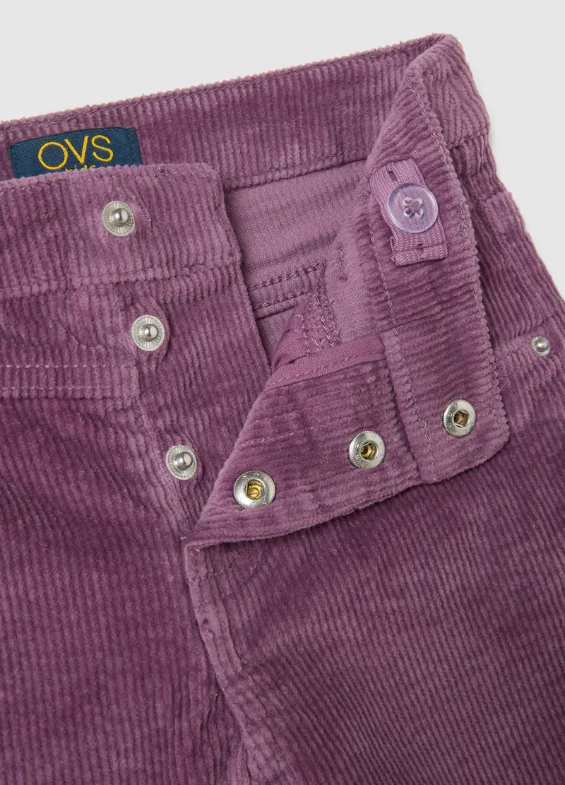 , Pantaloni Da Bambina In Cotone E Velluto Viola A Gamba Larga, Viola miniatura 3