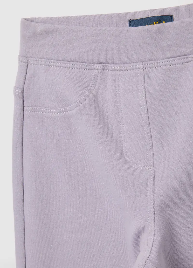 Pantaloni Da Bambina In Misto Cotone Elasticizzato Viola Slim Fit, Viola miniatura 3