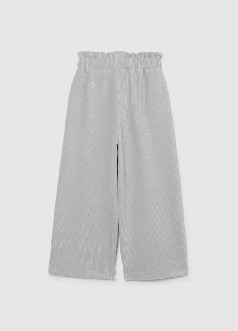 Pantaloni Da Bambina In Misto Cotone Grigio Culotte, Grigio miniatura 2