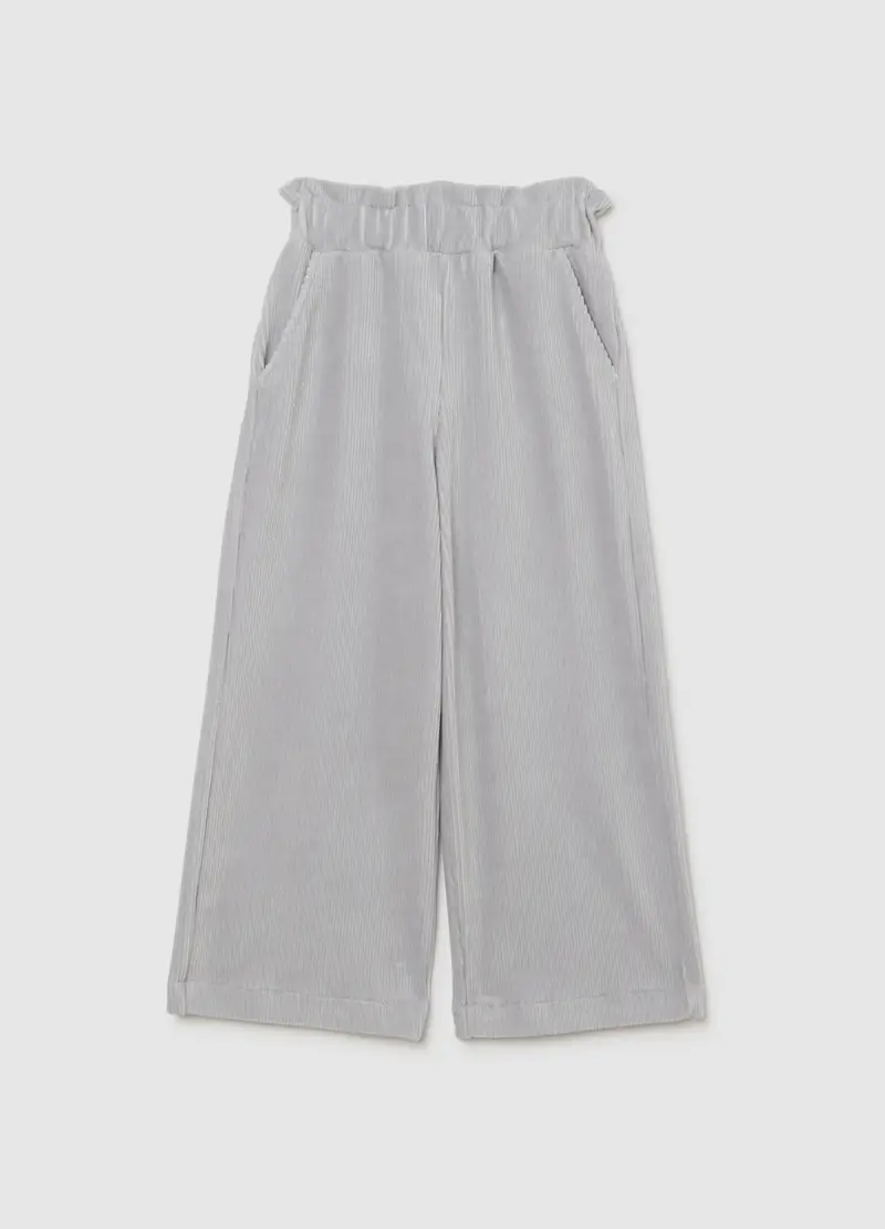 Pantaloni Da Bambina In Misto Cotone Grigio Culotte, Grigio