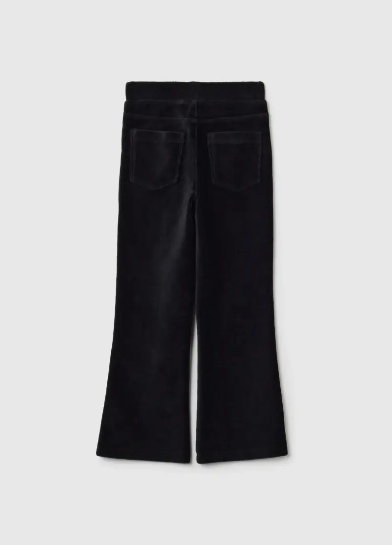 Pantaloni Da Bambina In Misto Cotone Nero Flare, Nero miniatura 2
