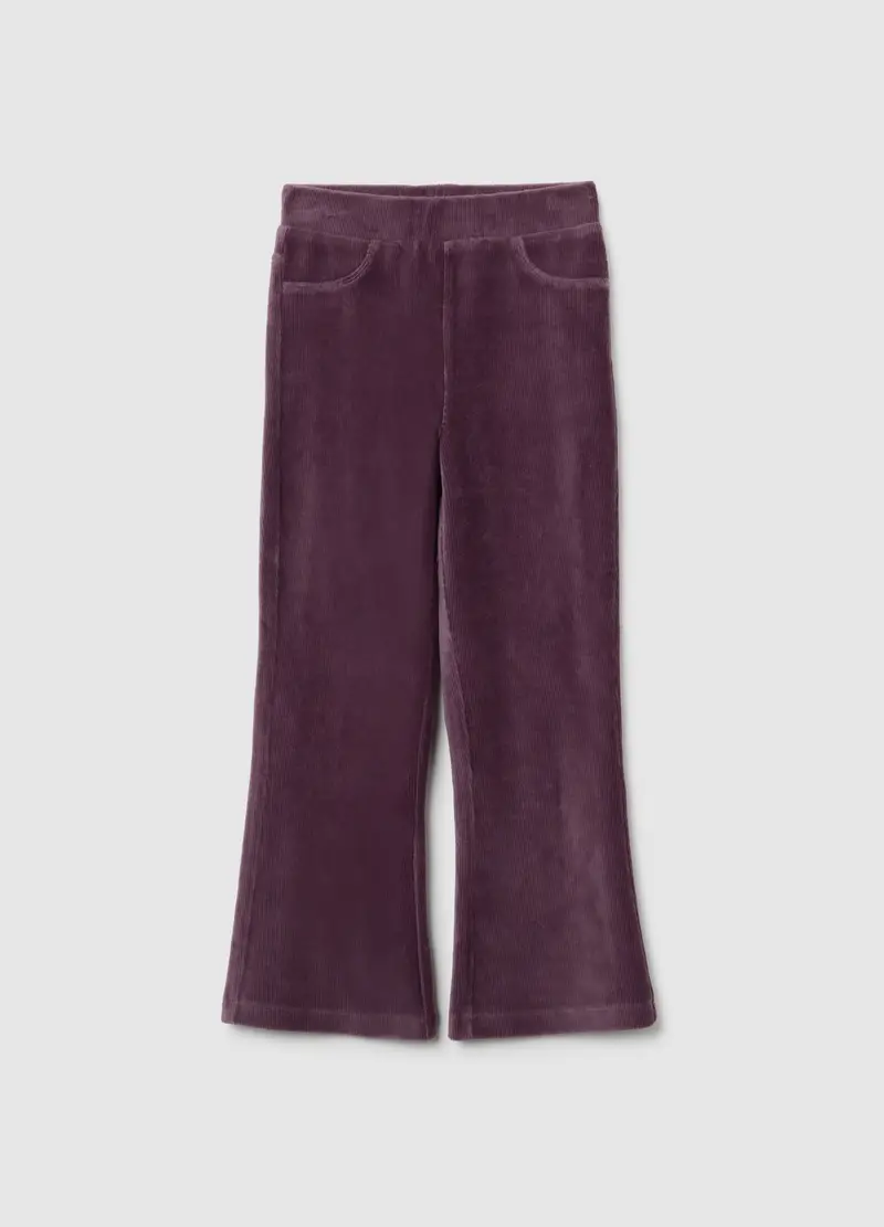Pantaloni Da Bambina In Misto Cotone Viola Flare, Viola