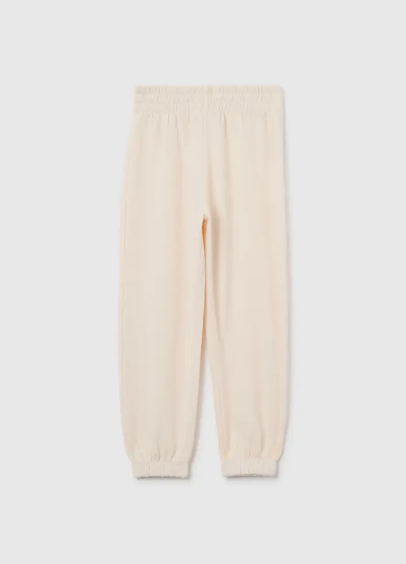 Pantaloni Da Bambina In Puro Cotone Beige Regular Fit, Beige