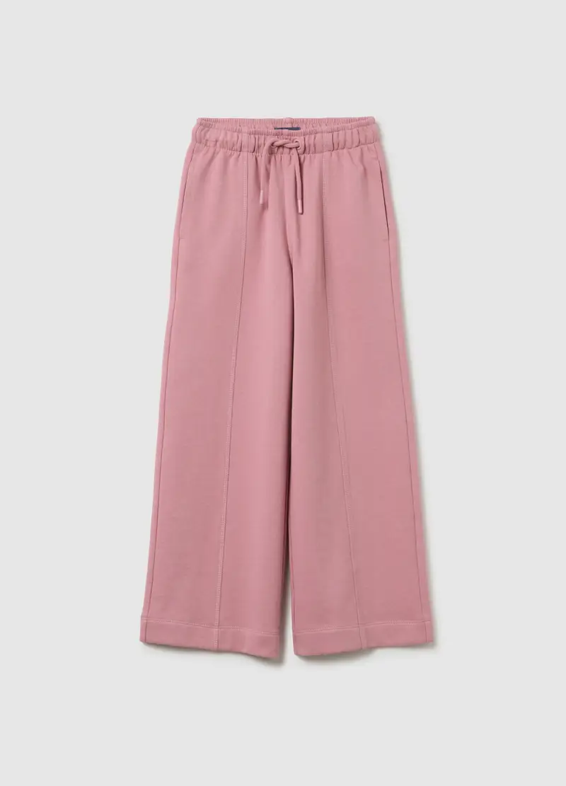 Pantaloni Da Bambina In Puro Cotone Rosa Culotte, Rosa