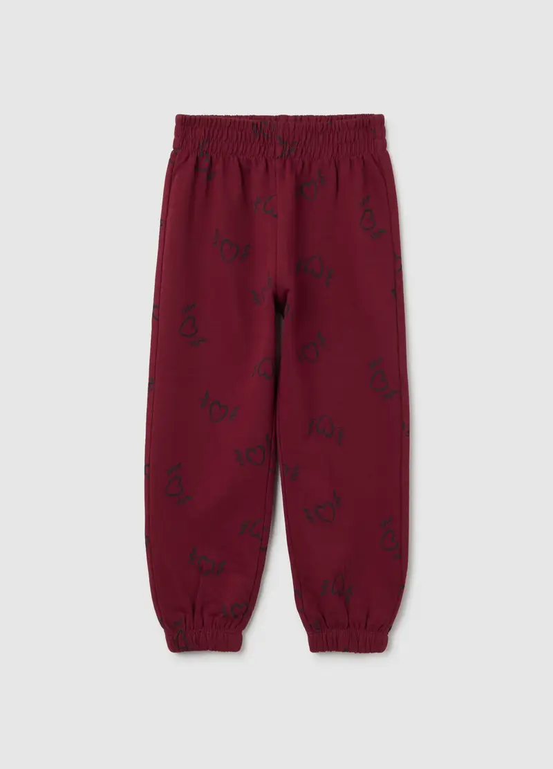Pantaloni Da Bambina In Puro Cotone Rossi Regular Fit, Rosso