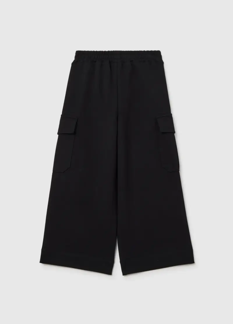 Pantaloni Da Bambina Neri Wide Leg, Nero miniatura 2