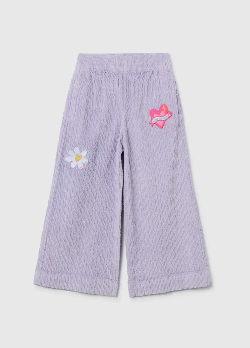 Pantaloni Da Bambina Viola Wide Leg, Viola