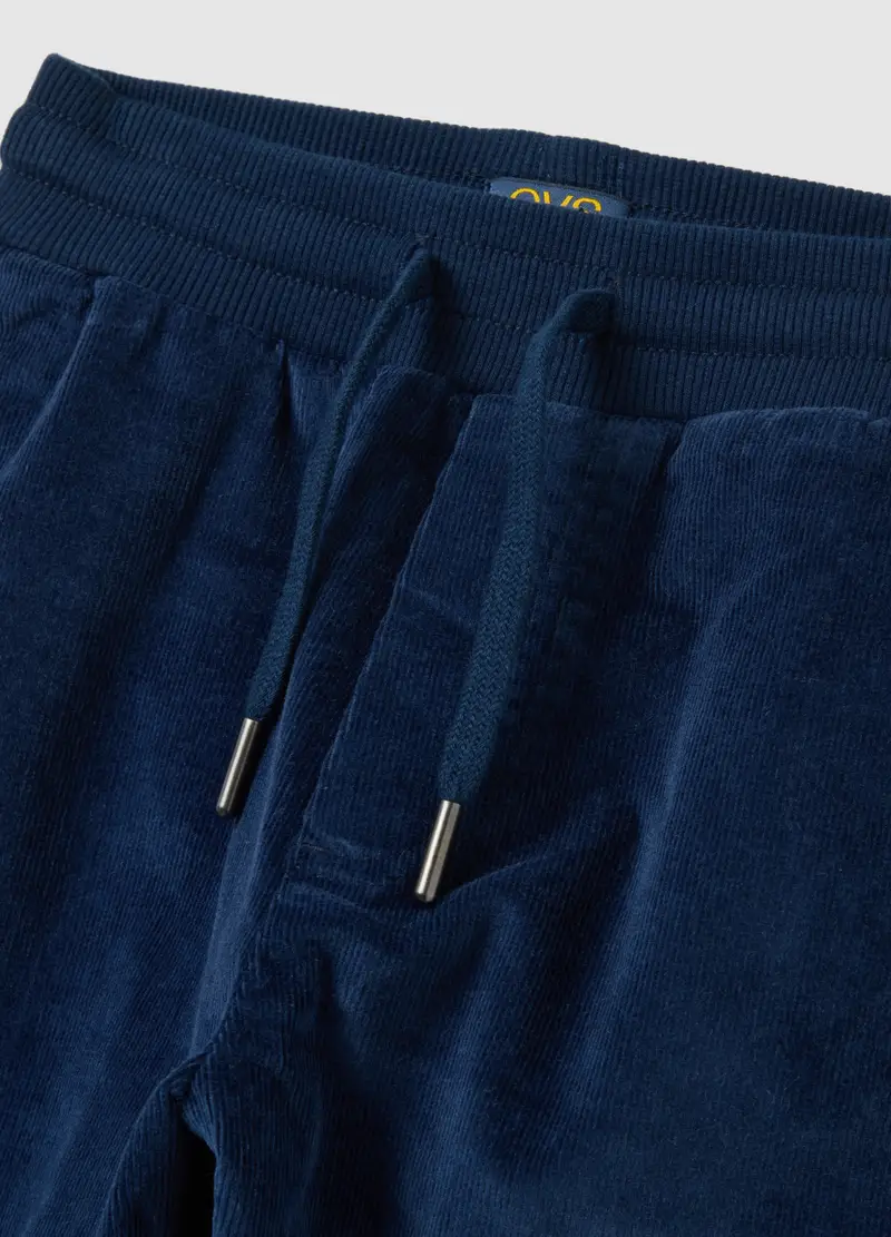 Pantaloni Da Bambino In Cotone E Velluto A Coste Blu, Blu miniatura 3