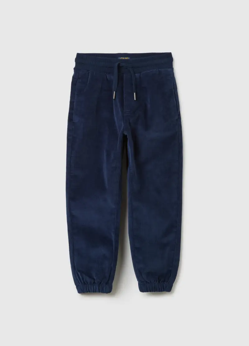 Pantaloni Da Bambino In Cotone E Velluto A Coste Blu, Blu