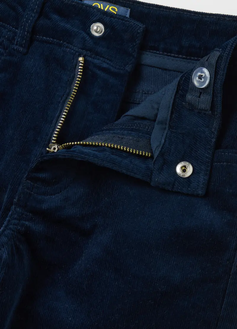 Pantaloni Da Bambino In Cotone E Velluto Blu Regular Fit, Blu miniatura 3