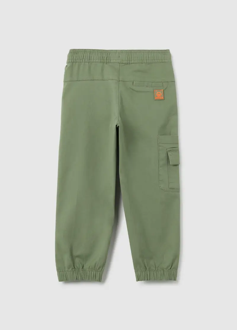 Pantaloni Da Bambino In Cotone Elasticizzato Verde, Verde miniatura 2