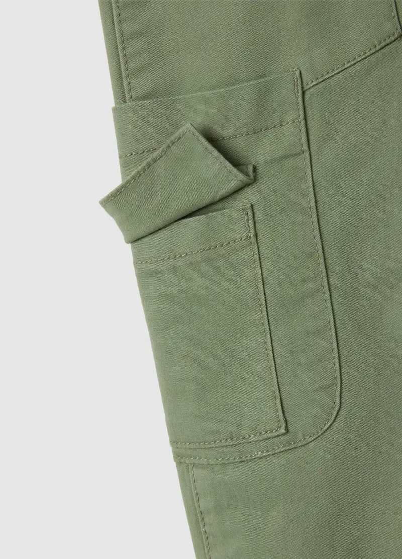 Pantaloni Da Bambino In Cotone Elasticizzato Verde, Verde miniatura 3