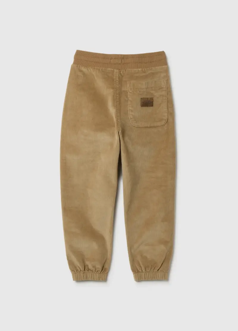 Pantaloni Da Bambino In Misto Cotone Beige Regular Fit, Beige miniatura 2