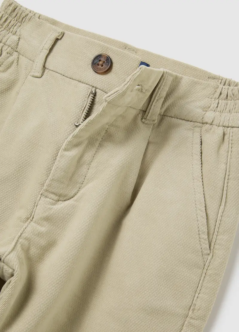 Pantaloni Da Bambino In Misto Cotone Elasticizzato Beige Regular Fit, Beige miniatura 3