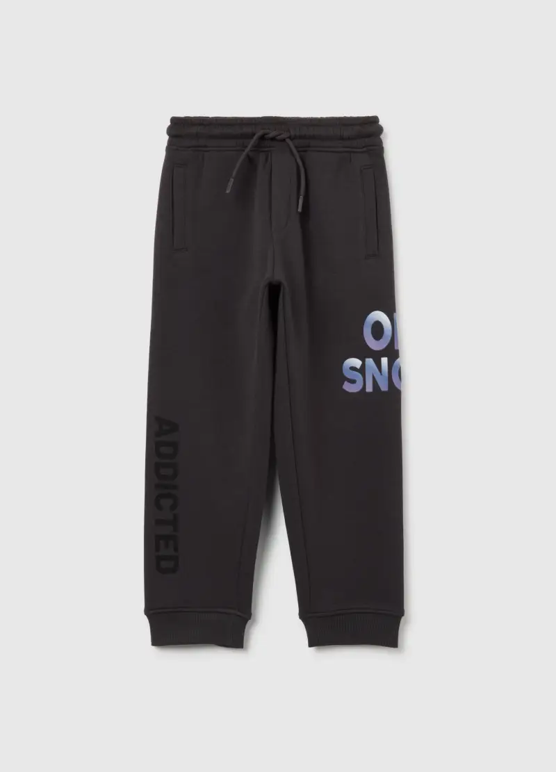 Pantaloni Da Bambino In Misto Cotone Nero Regular Fit, Nero