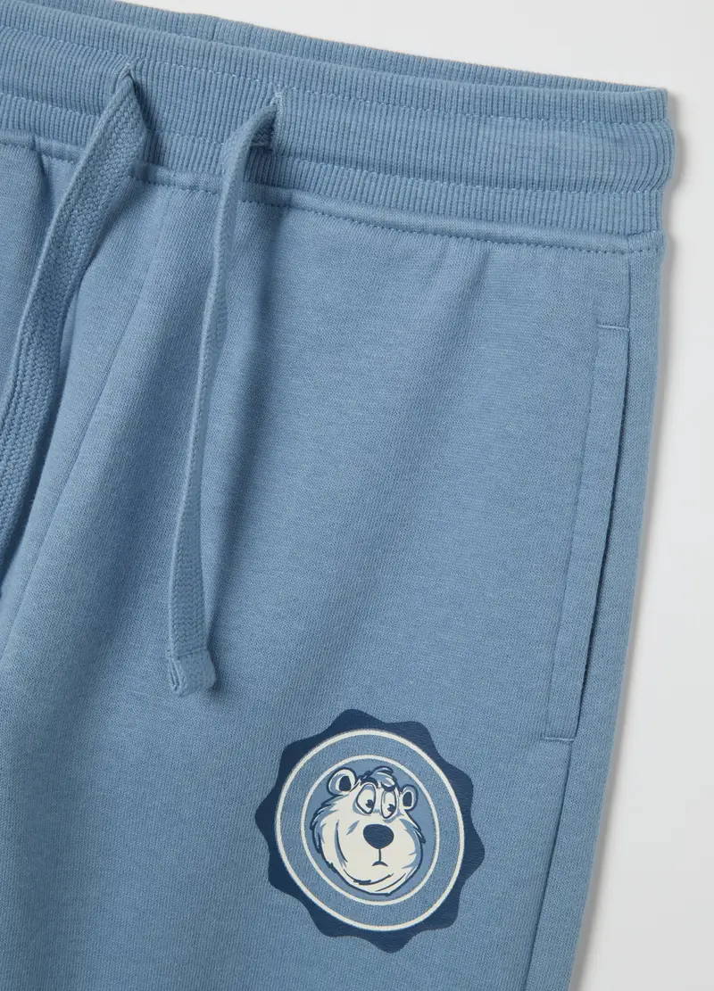 Pantaloni Da Bambino In Puro Cotone Azzurri Regular Fit, Azzurro miniatura 3