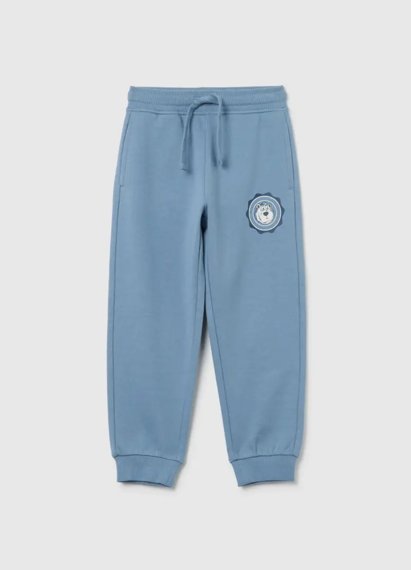 Pantaloni Da Bambino In Puro Cotone Azzurri Regular Fit, Azzurro