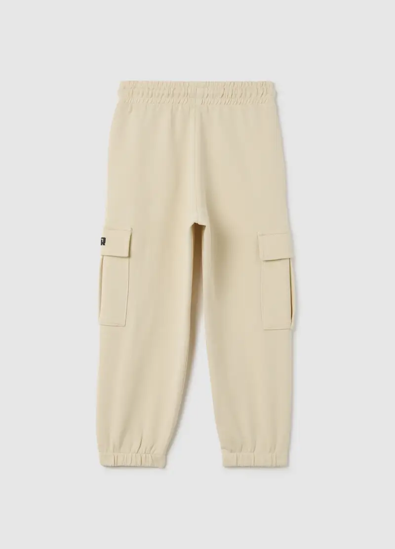 Pantaloni Da Bambino In Puro Cotone Beige Regular Fit, Beige miniatura 2