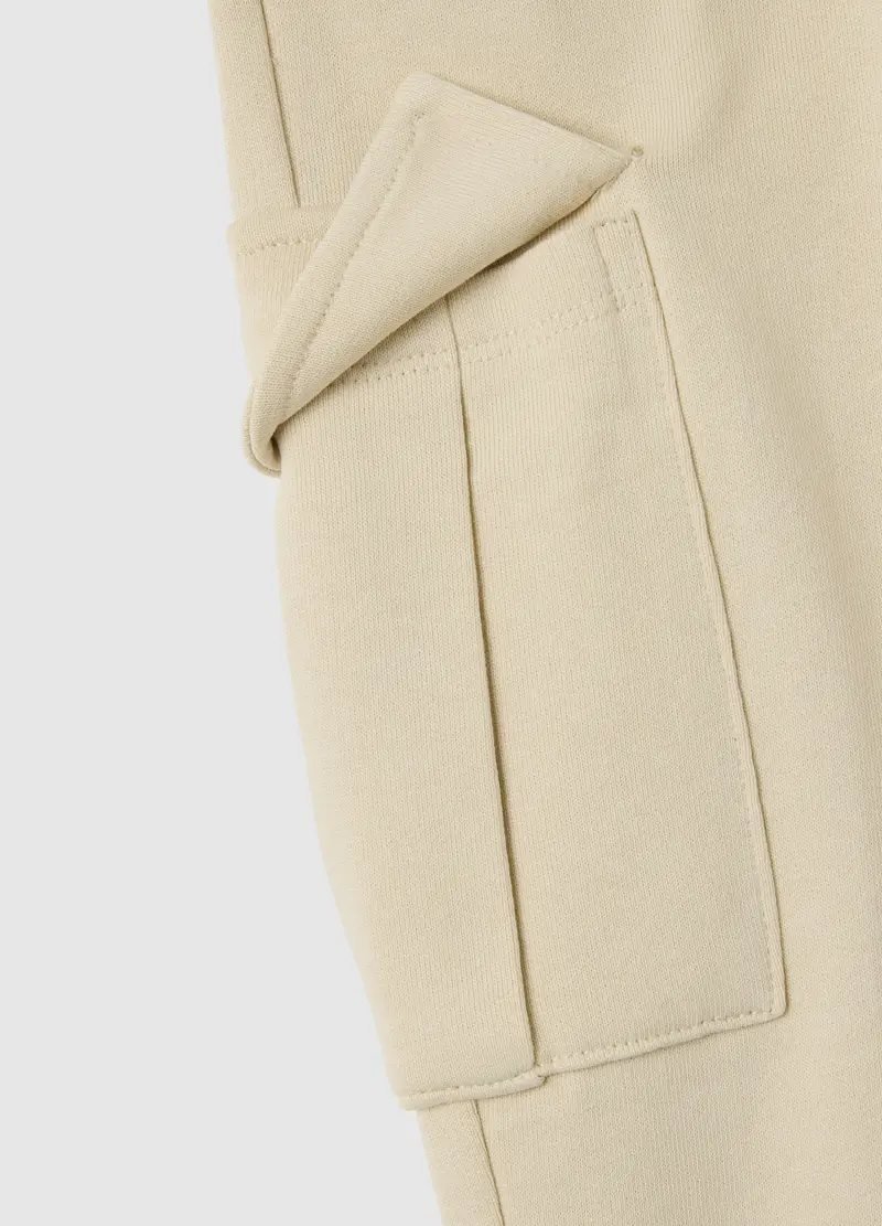 Pantaloni Da Bambino In Puro Cotone Beige Regular Fit, Beige miniatura 3