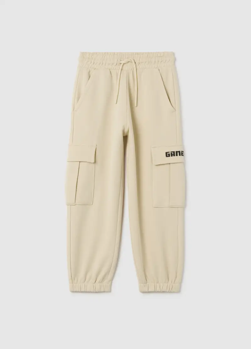 Pantaloni Da Bambino In Puro Cotone Beige Regular Fit, Beige