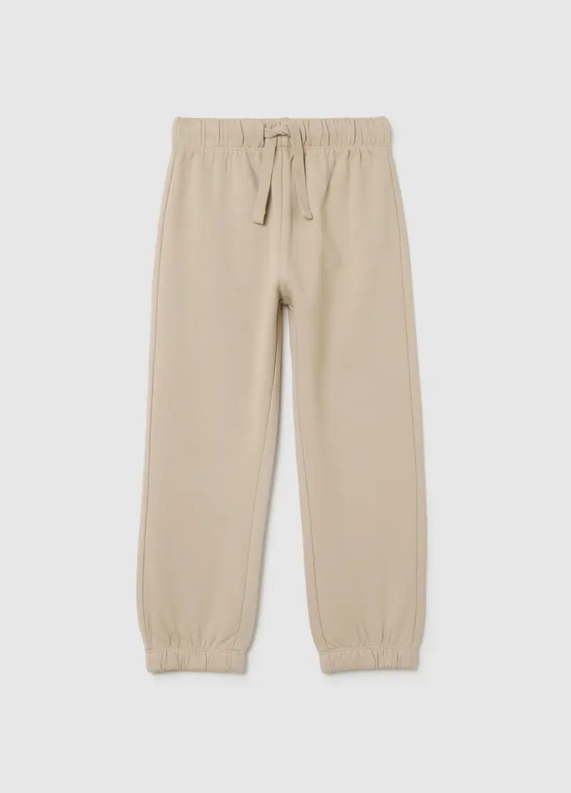 Pantaloni Da Bambino In Puro Cotone Beige Regular Fit, Beige
