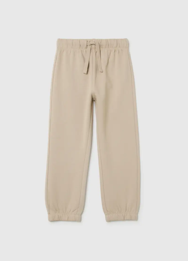 Pantaloni Da Bambino In Puro Cotone Beige Regular Fit, Beige