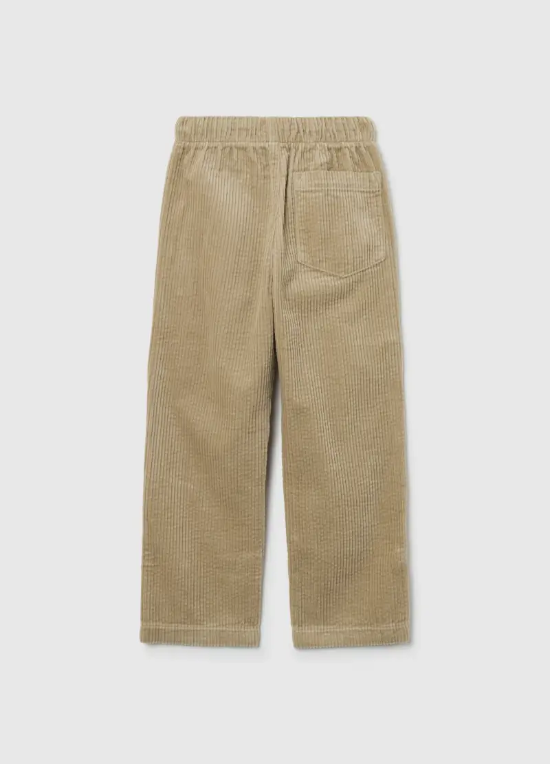 Pantaloni Da Bambino In Puro Cotone Beige Regular Fit, Beige miniatura 2