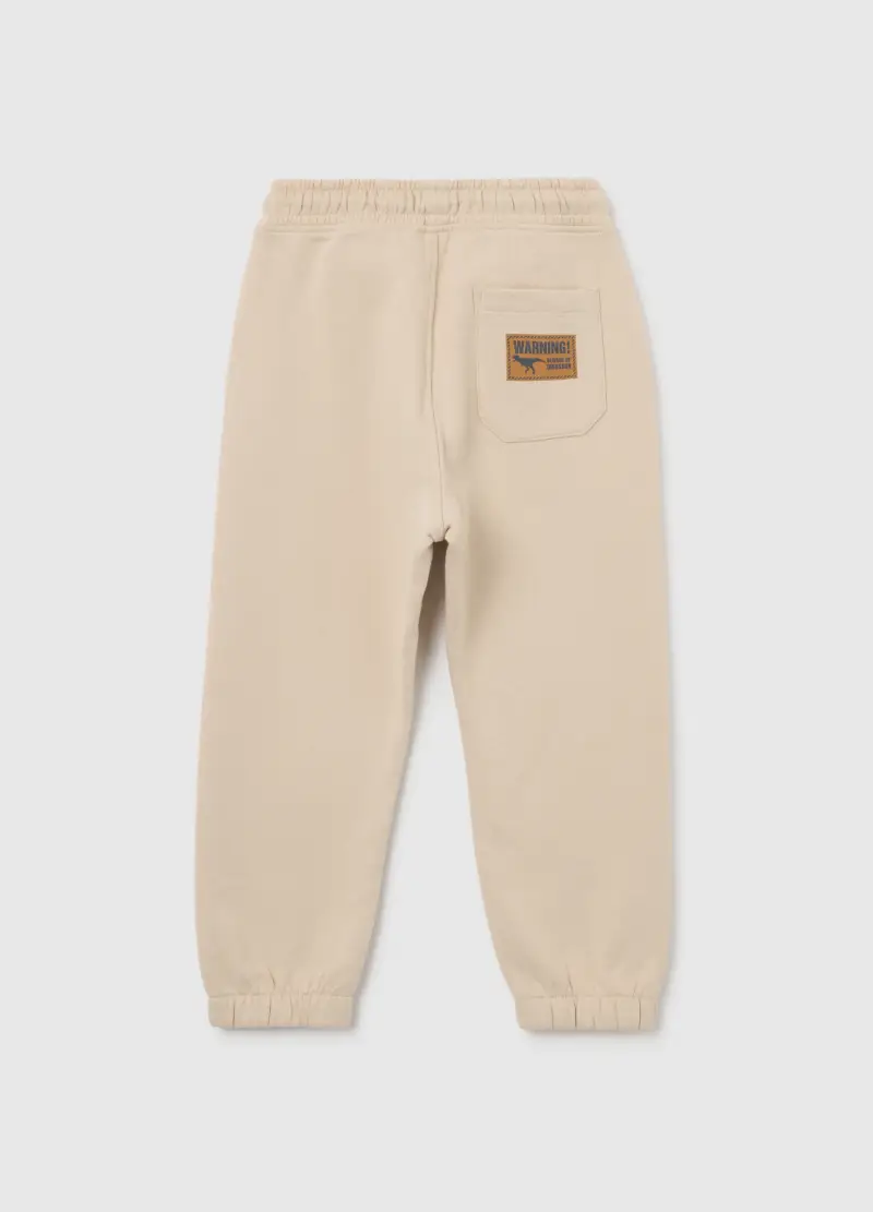 Pantaloni Da Bambino In Puro Cotone Beige Regular Fit, Beige miniatura 2