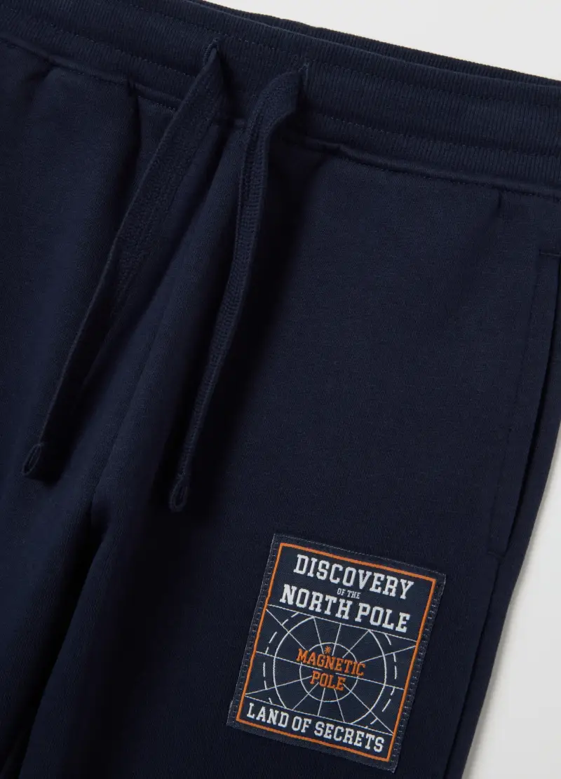 Pantaloni Da Bambino In Puro Cotone Blu Regular Fit, Blu miniatura 3