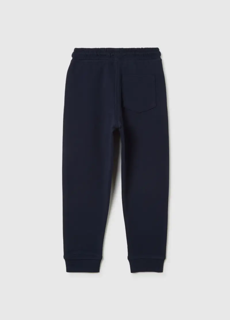 Pantaloni Da Bambino In Puro Cotone Blu Regular Fit Con Stampa, Blu miniatura 2