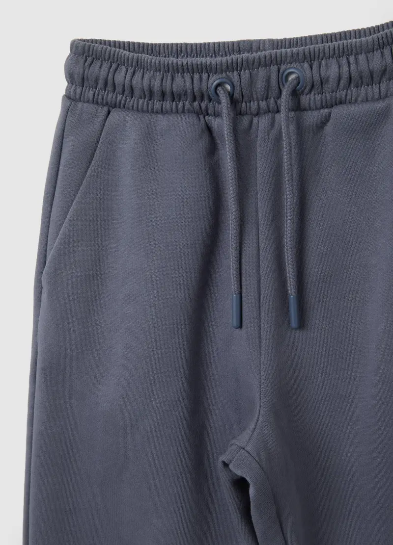 Pantaloni Da Bambino In Puro Cotone Blu Regular Fit Con Vita Elasticizzata, Blu miniatura 3