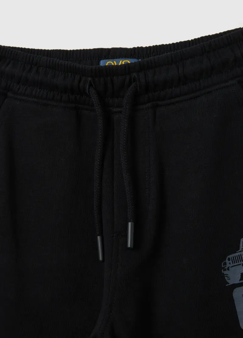 Pantaloni Da Bambino In Puro Cotone Nero Regular Fit, Nero miniatura 3