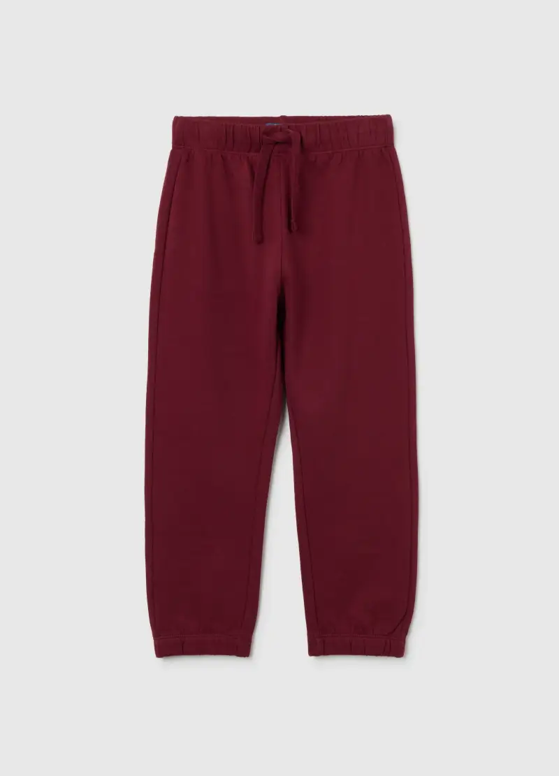 Pantaloni Da Bambino In Puro Cotone Rosso Regular Fit, Rosso