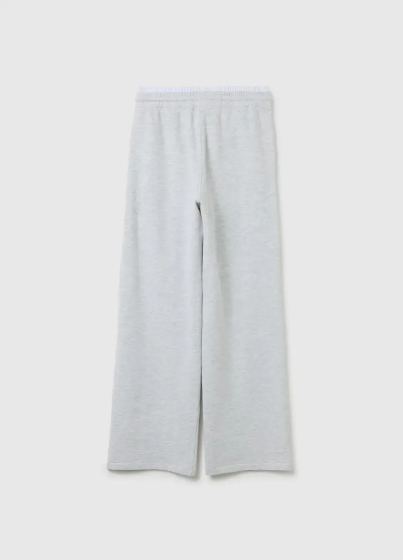 Pantaloni Da Ragazza In Misto Cotone Grigi Wide Leg, Bambina, Grigio miniatura 2