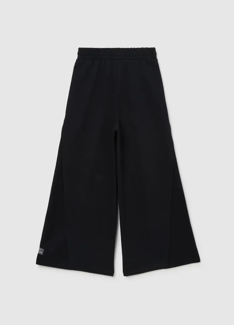 Pantaloni Da Ragazza In Misto Cotone Neri Wide Leg, Bambina, Nero miniatura 2