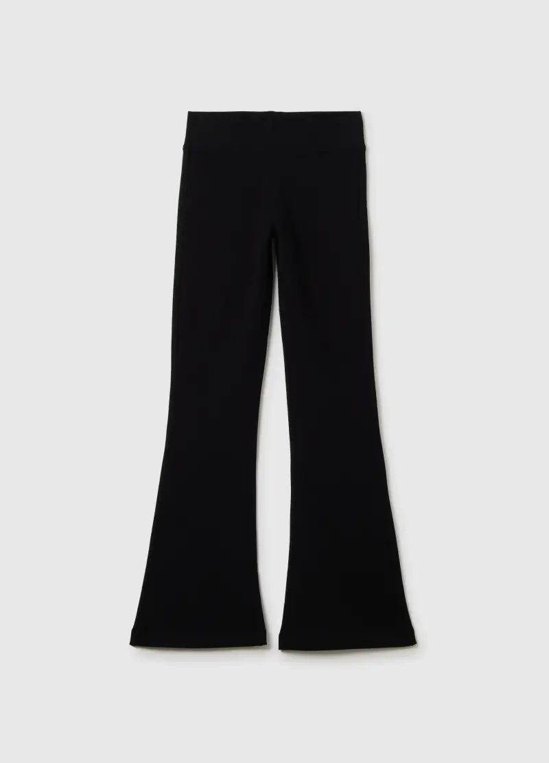 Pantaloni Da Ragazza In Misto Cotone Nero Flare, Bambina, Nero