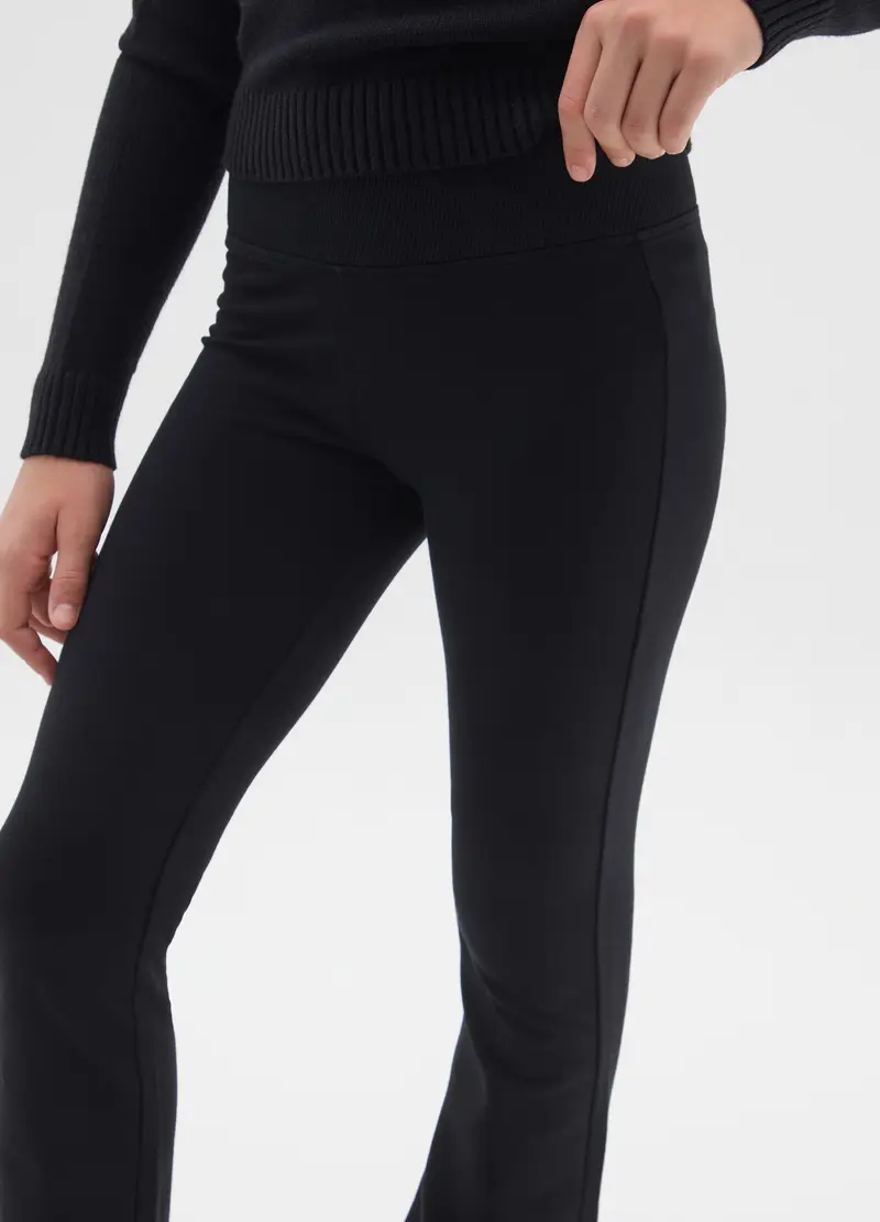 Pantaloni Da Ragazza In Misto Cotone Nero Flare, Bambina, Nero miniatura 3