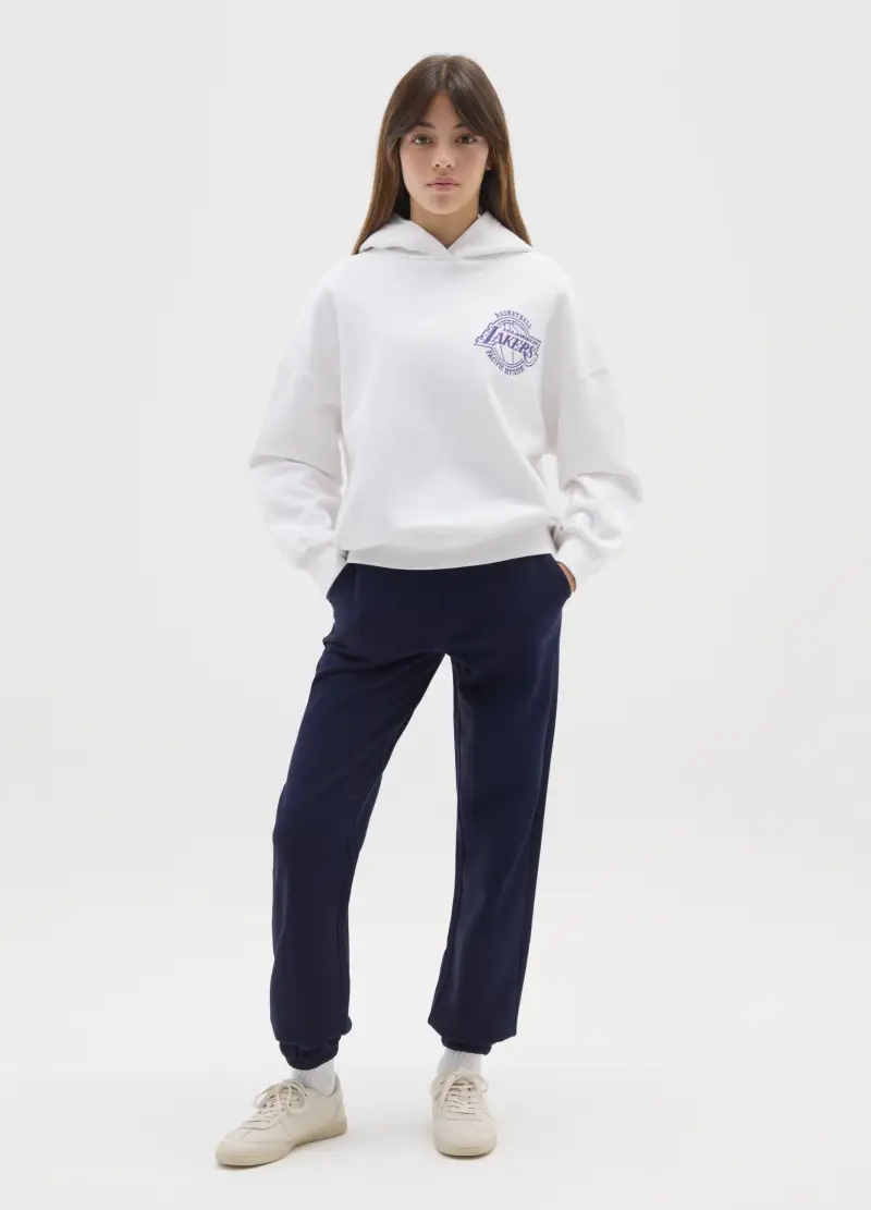 Pantaloni Da Ragazza In Puro Cotone Blu Regular Fit, Bambina, Blu