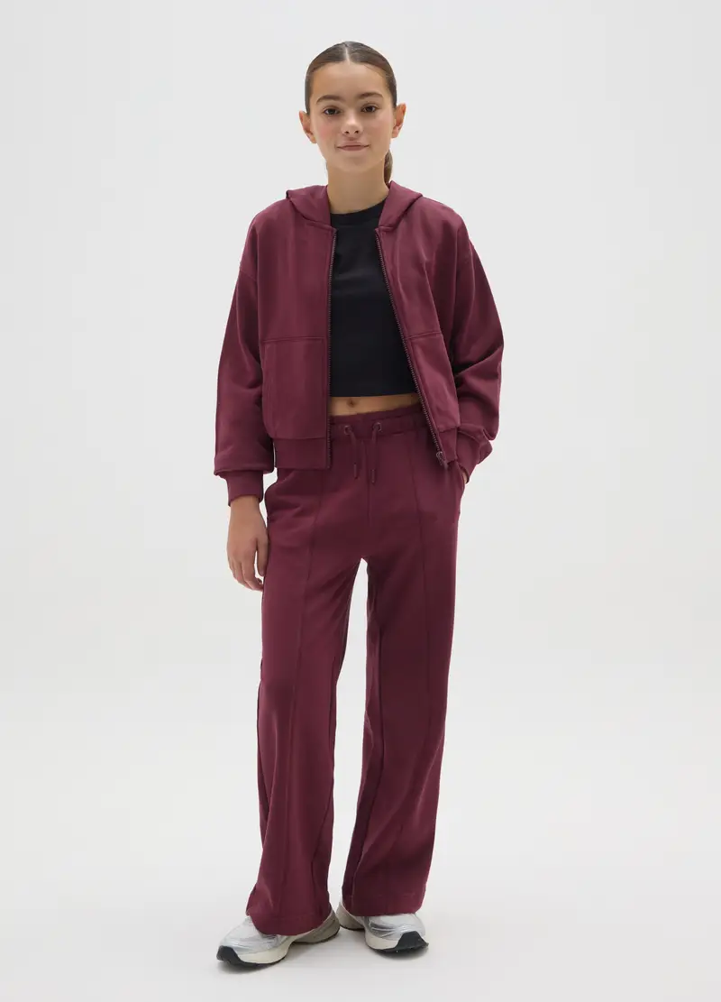 Pantaloni Da Ragazza In Puro Cotone Viola Regular Fit, Bambina, Viola