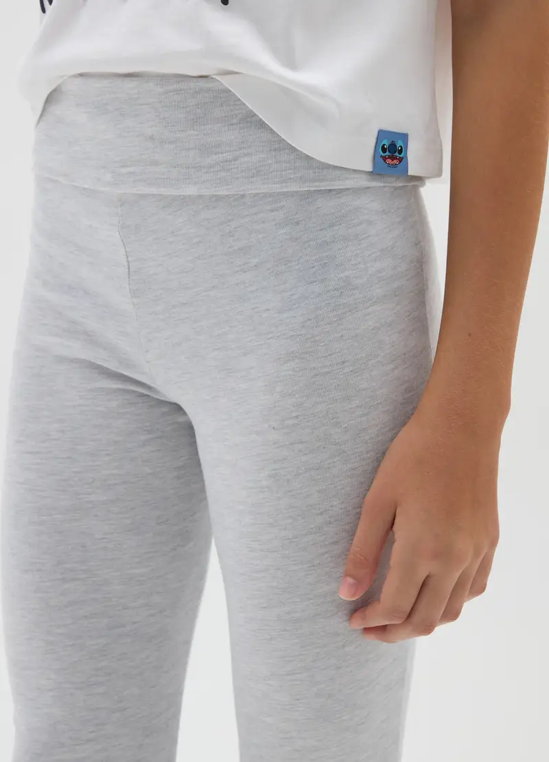 Pantaloni Da Ragazze In Cotone Grigio Elasticizzato, Bambina, Grigio miniatura 3