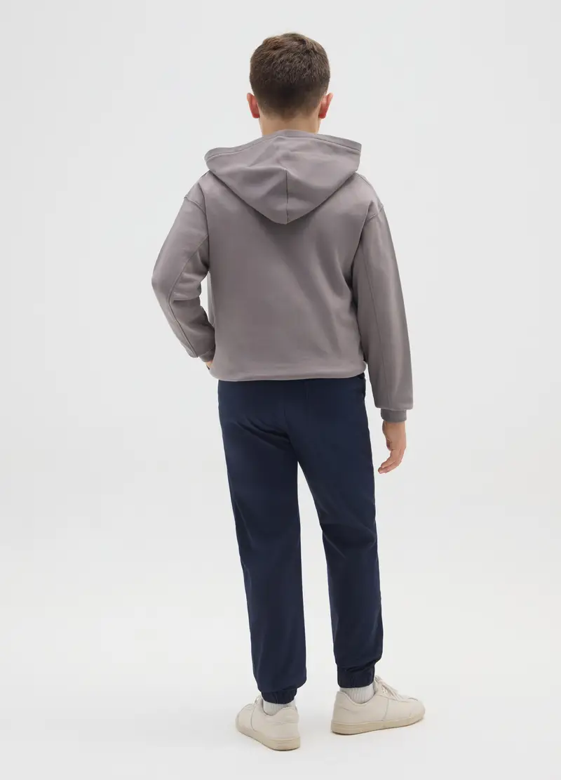 Pantaloni Da Ragazzo In Cotone Elasticizzato Blu Relaxed Fit, Bambino, Blu miniatura 2