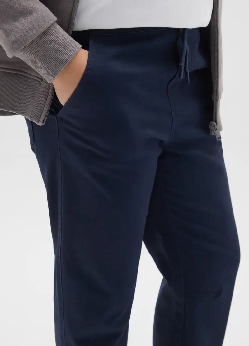 Pantaloni Da Ragazzo In Cotone Elasticizzato Blu Relaxed Fit, Bambino, Blu miniatura 3