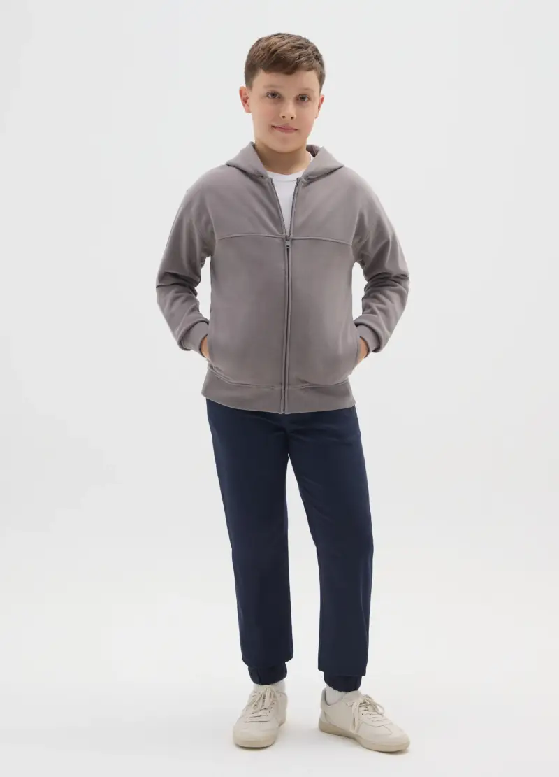 Pantaloni Da Ragazzo In Cotone Elasticizzato Blu Relaxed Fit, Bambino, Blu