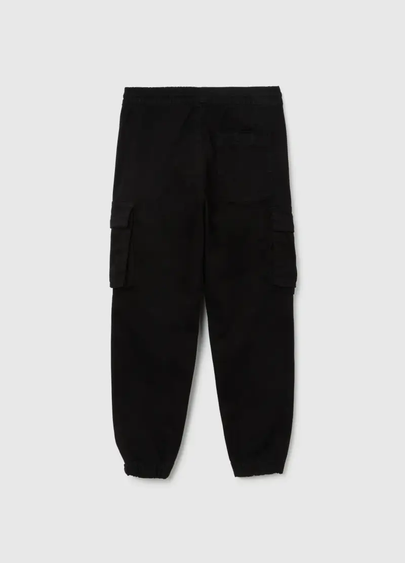 Pantaloni Da Ragazzo In Misto Cotone Elasticizzato Neri, Bambino, Nero miniatura 2
