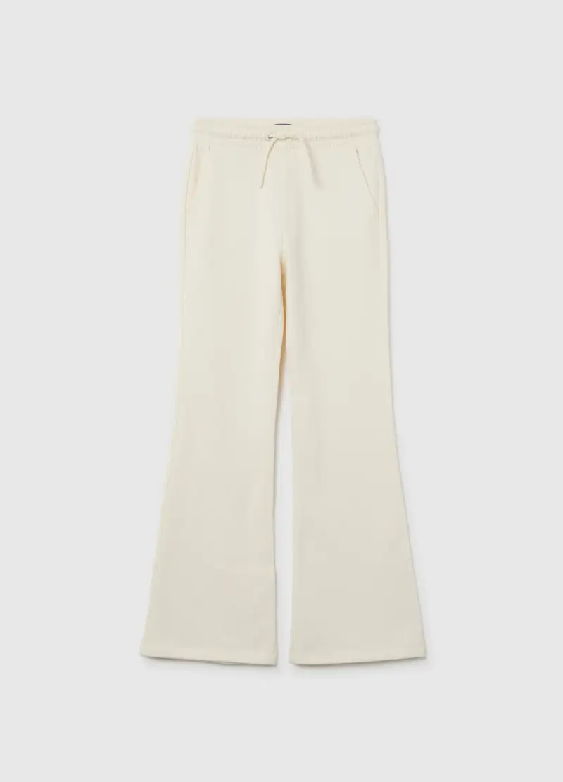 Pantaloni Flare Beige Da Ragazza In Puro Cotone, Bambina, Beige